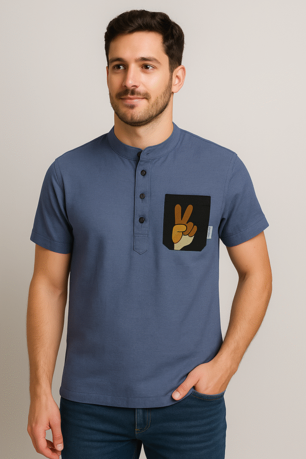 Black Pocket Matte Blue Tshirt