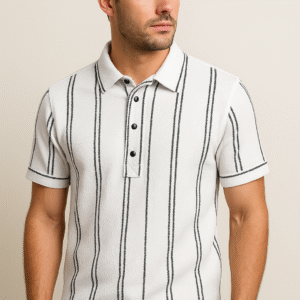 Black Striped White T Shirt